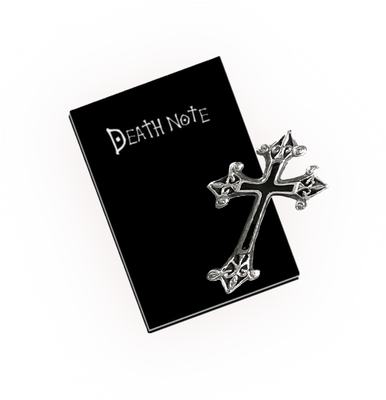 a death note + a cross